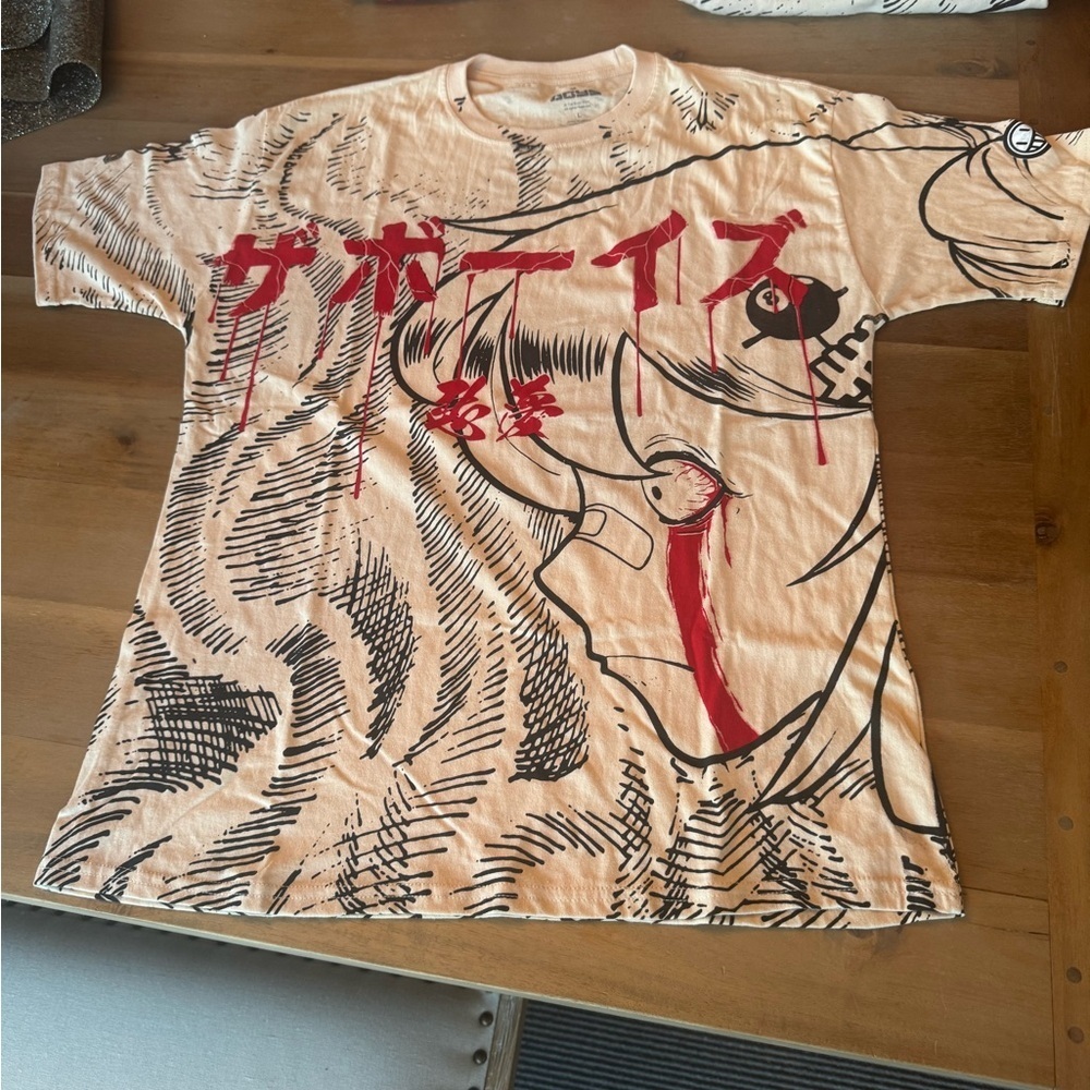 Men's Graphic Tee Beige Red Black 100% Cotton